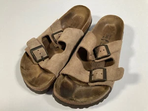 Birkenstock Betula Arizona TAN SAND Suede Leather Double Strap EU 38 USA L 7 M 5 - Picture 1 of 3