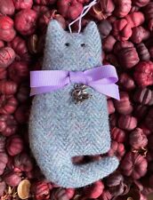 Primitive Easter Lavender Cat Ornie w Bow, Bunny Charm Hanging Ornament