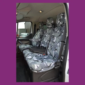 Ford Transit Custom 2013+ gris camuflado a medida con fundas de asiento de bandeja - Imagen 1 de 4