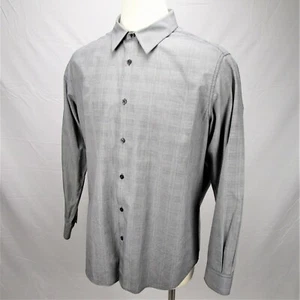 Structure Button-Up Woven Cotton Dress Shirt Mens 2XL Long Sleeve Gray Apparel - Picture 1 of 11