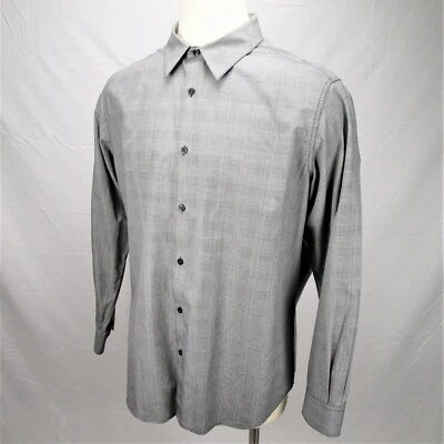 Structure Button-Up Woven Cotton Dress Shirt Mens 2XL Long Sleeve Gray Apparel - Image 1 of 4