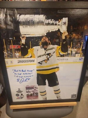 Brian Dumoulon Signed 16x20 Pittsburgh Penguins Insrb"back To Back Cup '16 & '17 - Image 1 of 4