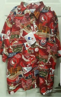 Reyn Spooner MLB St Louis Cardinals Aloha Hawaiian Print Shirt Men's Size XL NEW - Image 1 of 4