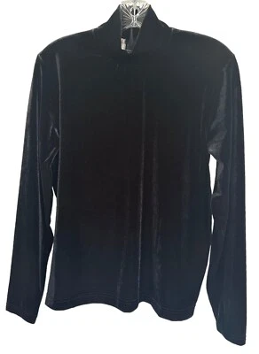 Rena Rowan for Saville Women's High Neck Velvet Blouse Top Back Zip Size M Black - Image 1 of 4