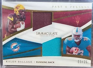 2018 Kalen Ballage Immaculate Past & Present Patch Relic /25 RC ASU Dolphins - Picture 1 of 2