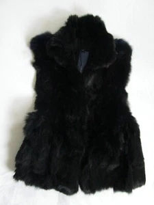 $398 NWT REBECCA MINKOFF Black / Dark Blue Fur Vest RARE Racerback Style XS - Picture 1 of 12