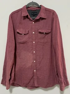 Ocean Current Men Large Red Button Up Long Sleeve Collared Dressy Work Wear - Picture 1 of 7