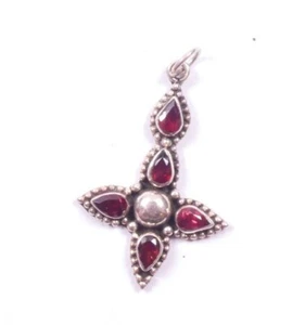 Colgante Cruz Granate De Colección Diseño Bali Plata Esterlina 925 4,4 g - Imagen 1 de 7
