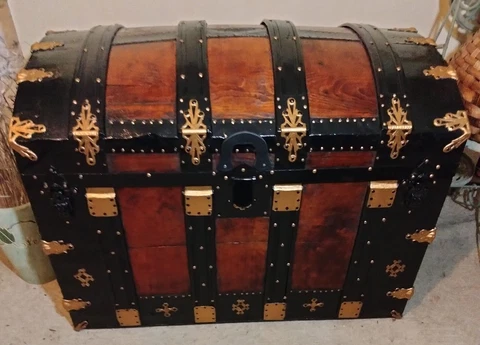 ANTIQUE Rare Captain's Restored Trunk Chest Cover
