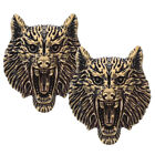 2 Brass Wolf Head Buttons for Decoration