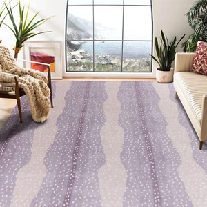 PB RUGS Cheetha Purple Handcrafted Animal Print Woolen Area Rugs & Carpet - Picture 1 of 9
