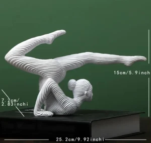 NEW 10" Abstract YOGA WOMAN. Lovely Pose. White Contoured Resin Sculpture 6x10x3 - Picture 1 of 4