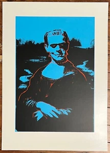 Póster artístico eléctrico Frankenstein impreso a mano Malleus azul - Imagen 1 de 5