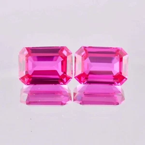 1 Pair Natural Royal Pink Ceylon Sapphire Emerald Cut Loose Gemstone Certified - Picture 1 of 7