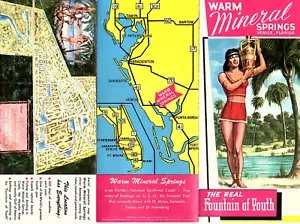 Folleto de viaje vintage Venice Florida Warm Mineral Springs fotos mapa localizador - Imagen 1 de 2
