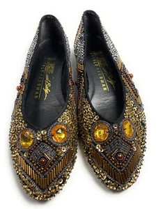 Frankie And Baby Beverly Feldman Embellished Brown Flats Size 9.5 - Picture 1 of 9