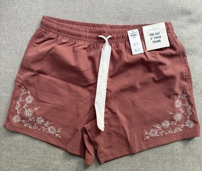 Abercrombie and Fitch 5” Relaxed Stretch Embroidered Floral Swim Trunks $70 MSRP - Image 1 of 4