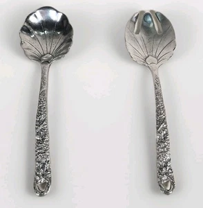 VTG 1990 Arthur Court 11" Aluminum Grape Pattern Spoon and Fork Salad Server Set - Picture 1 of 15