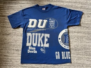 Vintage 90s Rare Duke Blue Devils Shirt Basketball AOP Mens Sz XL Single Stitch - Picture 1 of 9