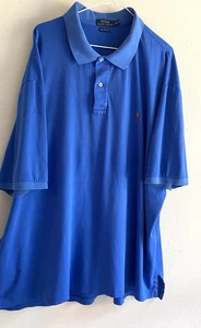 Polo By Ralph Lauren Vintage Royal Blue Big Man’s Shirt Sz. 4XLT Rare Brown Pony - Picture 1 of 3
