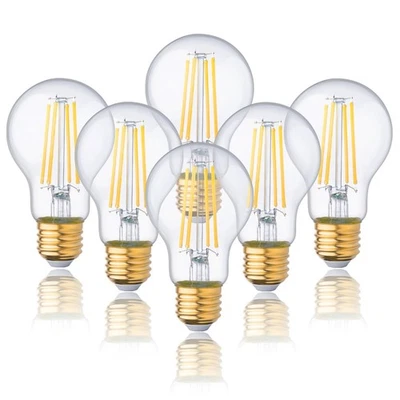 6-Pack LED Edison Bulb A19 Dimmable 8W E26 Filament Bulbs 4000K Daylight White - Image 1 of 4