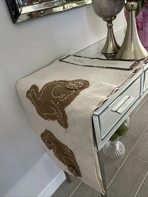 Bunny Rabbit Table Runner  Nicole Miller  Easter 16" X 72"  BURLAP Bunnies - Image 1 of 4