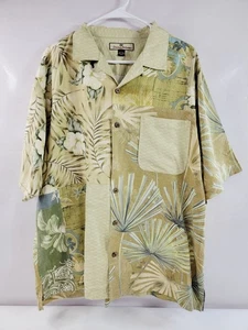 Tommy Bahama Shirt Mens Large Yelow Silk Floral Hawaiian Button Up Camp Casual - Picture 1 of 10