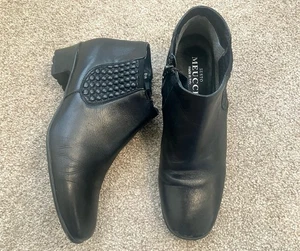 Botines Sesto Meucci Hechos en Italia Negros Tacón Cremallera Talla 81/2 M - Imagen 1 de 8