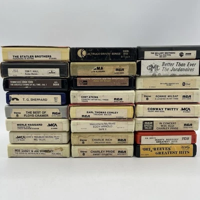 Lot of 24 Untested 8 Track Tapes - Country Music - Not Serviced - Sold As Is Foto 1 de 4