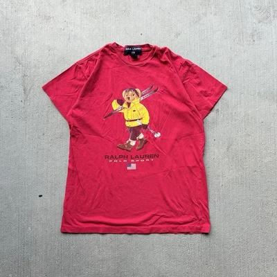 Camiseta Polo Y2K Vintage Años 90’s Deportiva Mujer’s Rojo Oso Talla S Foto 1 de 4