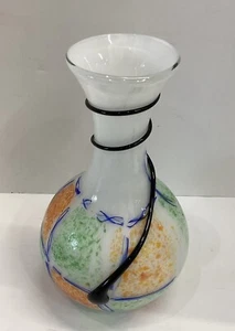 Jarrón Scavo en forma de pera envolvente en espiral multicolor hecho por Seguso años 80 - Imagen 1 de 10