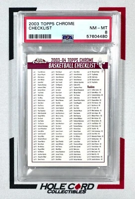 CHECKLIST PSA 8 2003-04 Topps Chrome Basketball Checklist 一 - Image 1 of 2