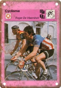 Vintage Cycling Roger De Vlaeminck Card Reproduction Metal Sign B675 - Picture 1 of 2