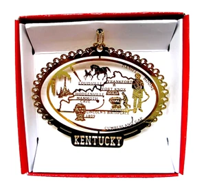 Kentucky State Ornament Brass Popular Cities Iconic Landmarks Louisville Horses - Picture 1 of 7