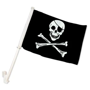 1pc Pirate Regular 12x15in Double-Sided Car Flag Jolly Roger Pirate Car Display - Picture 1 of 3