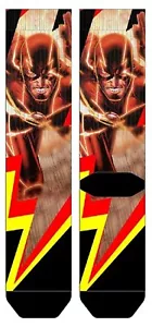 DC COMICS THE FLASH LIGHTING BOLT LOGO PREMIUM SUBLIMATED MENS ADULT CREW SOCKS - Picture 1 of 1