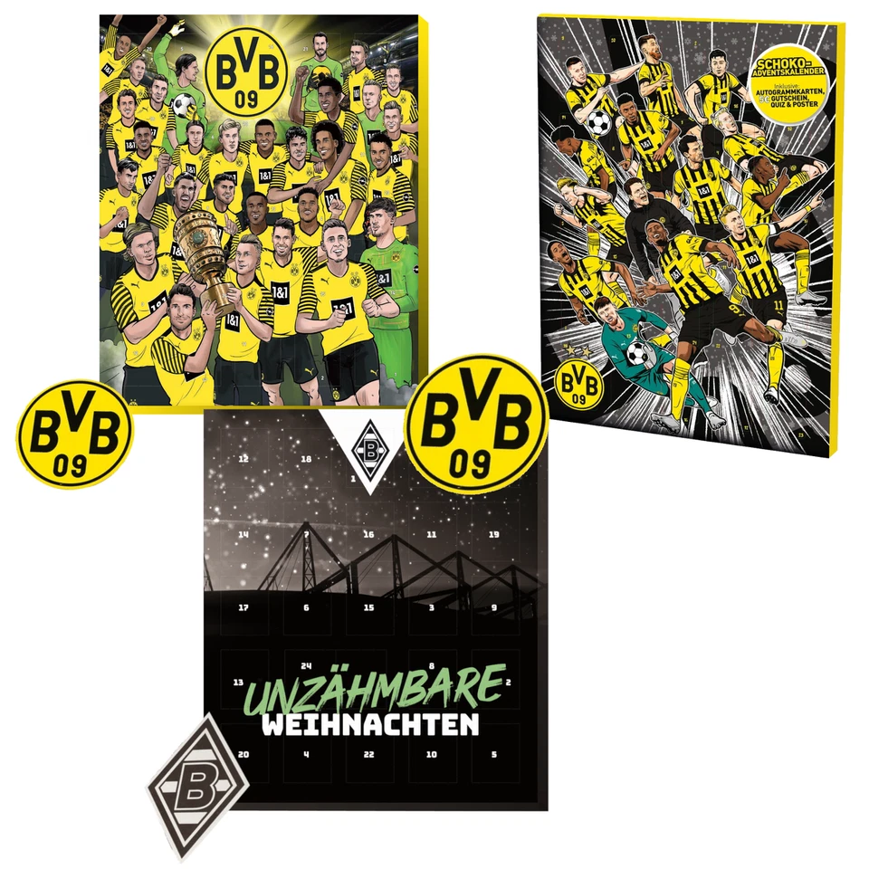 FANSHOP SWEETS Adventskalender 1. Bundesliga Borussia Dortmund Gladbach+ Bierdeckel/Untersetzer