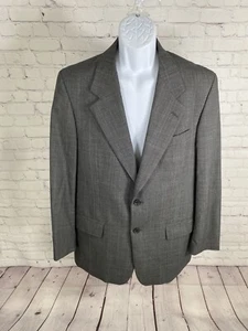 VTG Fabrizio Cellini 100% Wool Gray Plaid Two Button Jacket Blazer Men’s 42R - Picture 1 of 11