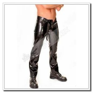 Latex Men's Jeans Straight Legs Classic Shinny Black Cool Customized 0.4mm E8 - Picture 1 of 6