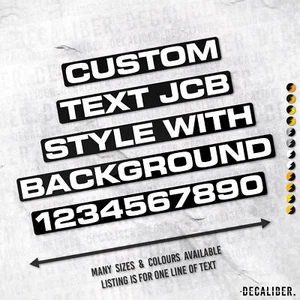 Custom Text JCB Style with Background Sticker - Many Colours Sizes Personalised - Picture 1 of 14