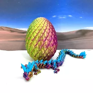 Glow in the Dark Drache mit Ei, 3D-gedrucktes dreifarbiges Gelenkdrachenspielzeug - Bild 1 von 39