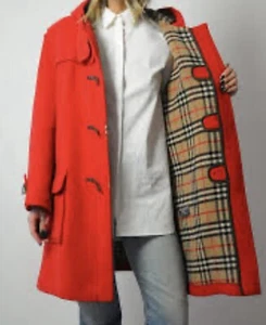 Vintage Burberry Toggle Red Cost Sz 8 - Picture 1 of 7