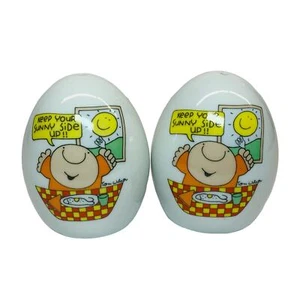 VTG 90s Ziggy Small Salt & Pepper Shaker Set Egg Shaped “Keep the Sunny Side Up” - Picture 1 of 10