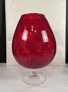 Empoli italienische Kunst Glas 15" hoch rubinrote Münze Punkte Optik Vase massiv! - Bild 1 von 7