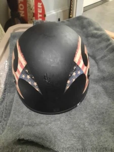 Fulmer Half Shell Rubber Black w/ Patriotic Flames Motorcycle Helmet sz Medium - Picture 1 of 6
