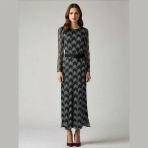 Vestido Ted Baker London Aselli Atlast Doble Dividido Midi 2 EE. UU. 6 Negro Nuevo sin Etiquetas - Imagen 1 de 15