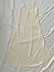 Vintage 80s Lucie Ann II Slip Dress White Burnout Style Sheer Chemise Nightie - Picture 1 of 9