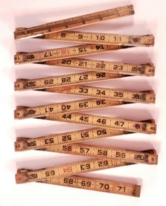 Vintage 72" Carpenter's Ruler. Two 6" Brass Inset Extensions. RARE TOOL! - Picture 1 of 11
