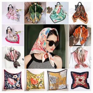 Women Lady Quality Large Winter Elegant Square Silk Scarf Wrap Shawl 90*90cm - Picture 1 of 27