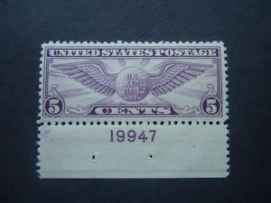 #C12 5c Winged Globe Plate # Single #19947 MNH OG VF CV $60.00 #1 "New Mount" - Picture 1 of 2